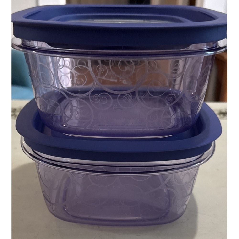 Rubbermaid Premier Purple Swirl 4x6 Container With Lids Food Storage Lot 2